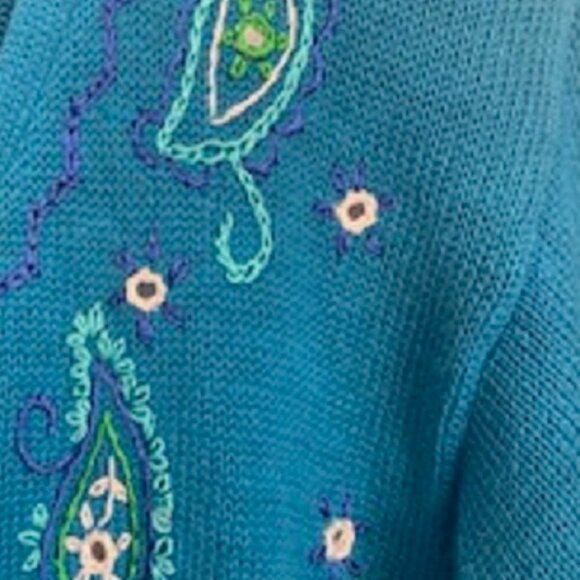 Graver Studio Blue Cardigan Sweater Top Cotton Blend Button-Up Sz: XL - Picture 3 of 6